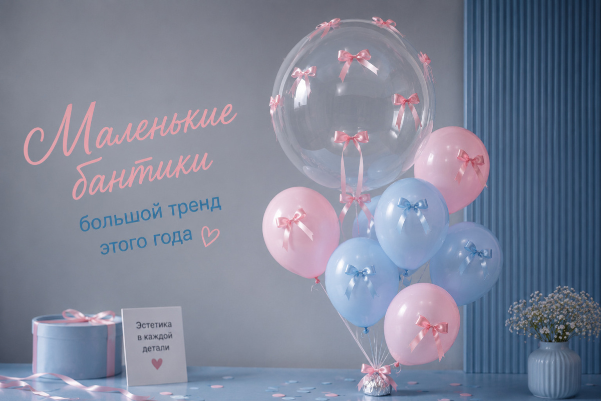 Бантики повсюду! Главный тренд 2026 года - воздушные шарики с бантиками