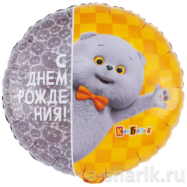 Воздушные шары "Фольгированный круглый шар Кот Басик" - фото