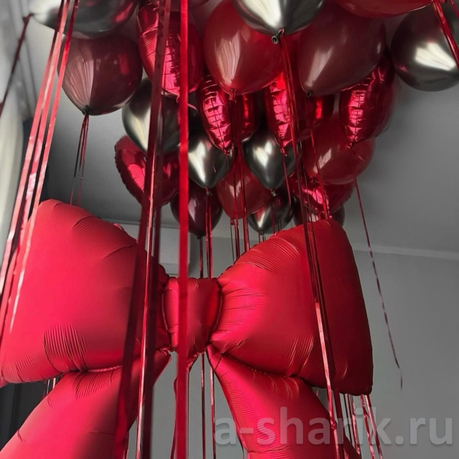 Воздушные шары "Шары под потолок Алый жест" - фото