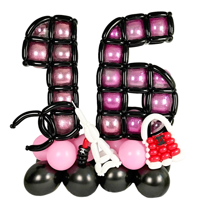 Воздушные шары "Фигура из шаров Цифры 16 Chanel" - фото