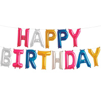 Шары буквы Фольгированные Happy Birthday, мини-надпись