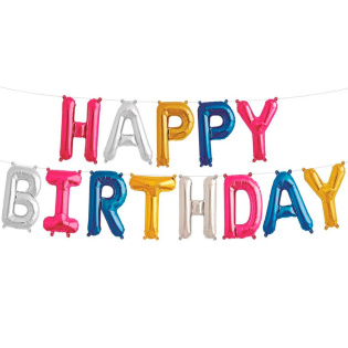 картинка Шары буквы Фольгированные "Happy Birthday", мини-надпись магазин Одежда+ являющийся официальным дистрибьютором в России 