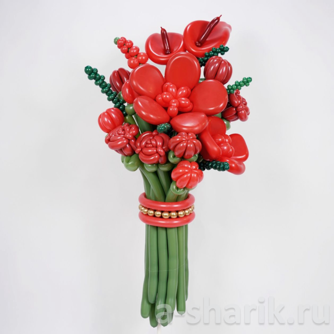 Воздушные шары "Букет из воздушных шаров Цветы красные" - фото