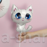 Мини-фигура, шар Белая кошечка с голубыми глазами, 38 см