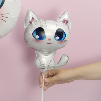 Мини-фигура, шар Белая кошечка с голубыми глазами, 38 см