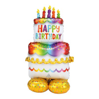 Фольгированный шар Торт Happy Birthday, высота 134 см.