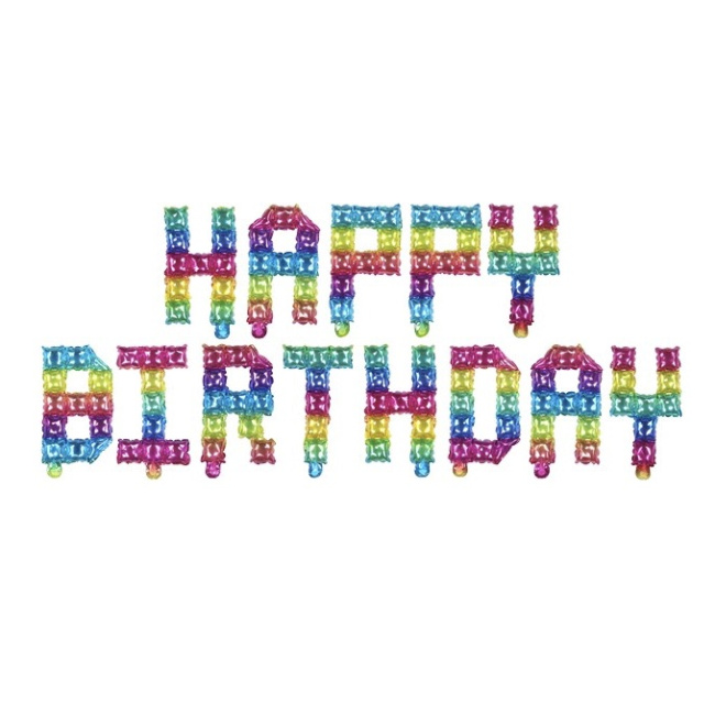 Воздушные шары "Разноцветная надпись из шаров Happy Birthday" - фото