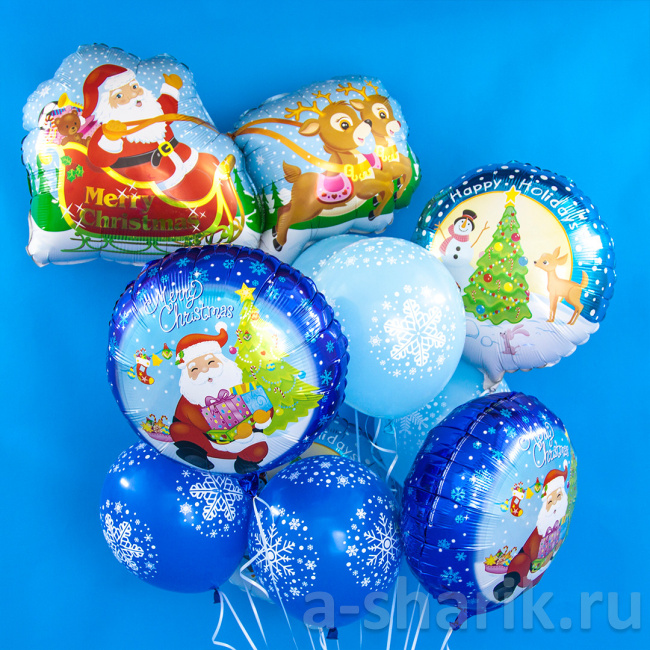 Воздушные шары "Воздушные шары с гелием на новогодние праздники Merry Christmas" - фото
