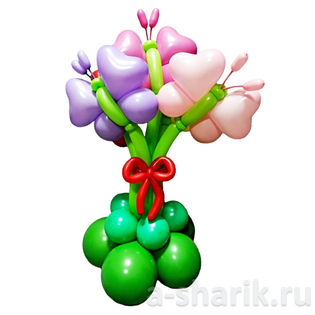 Воздушные шары "Фигура из шаров Бабочки на подставке" - фото