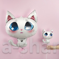 Мини-фигура, шар Белая кошечка с голубыми глазами, 38 см