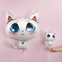 Мини-фигура, шар Белая кошечка с голубыми глазами, 38 см