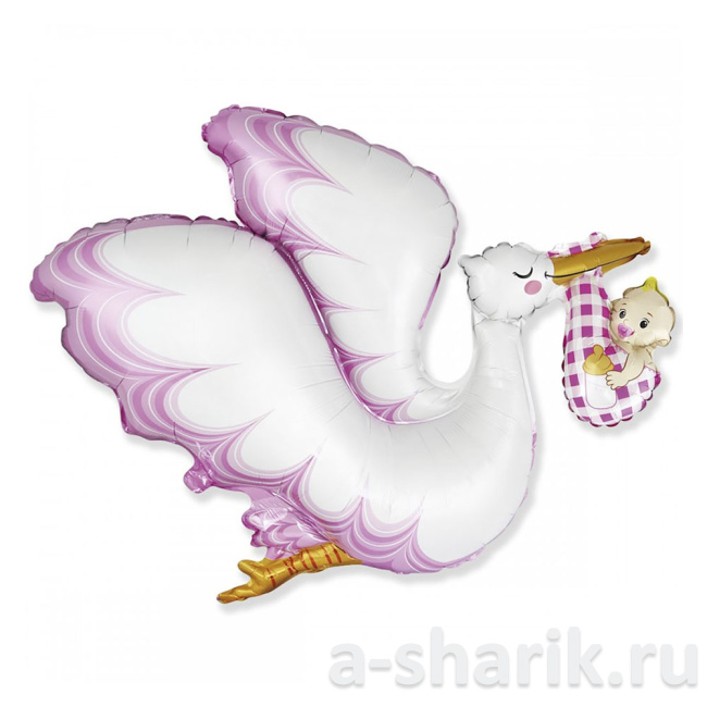 Шар из фольги Аист с младенцем