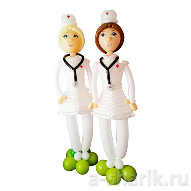 Воздушные шары "Фигуры из воздушных шаров Две медсестры" - фото