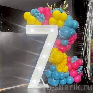 Фотозона с цифрой «7» и гирляндой из шаров