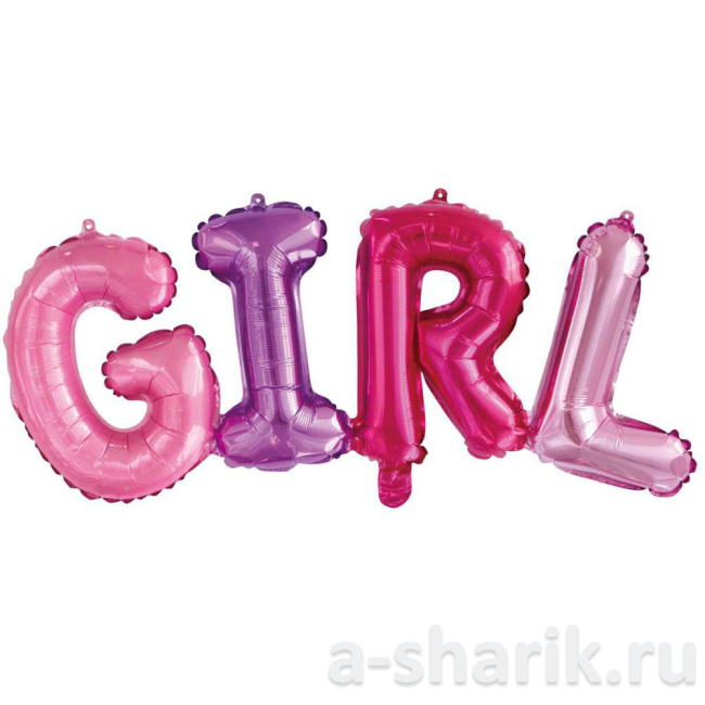Воздушные шары "Шарик буква Фольгированная надпись Girl, металлик" - фото