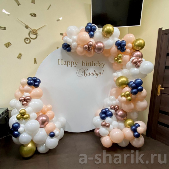 Воздушные шары "Оформление шарами фотозоны Happy Birthday" - фото