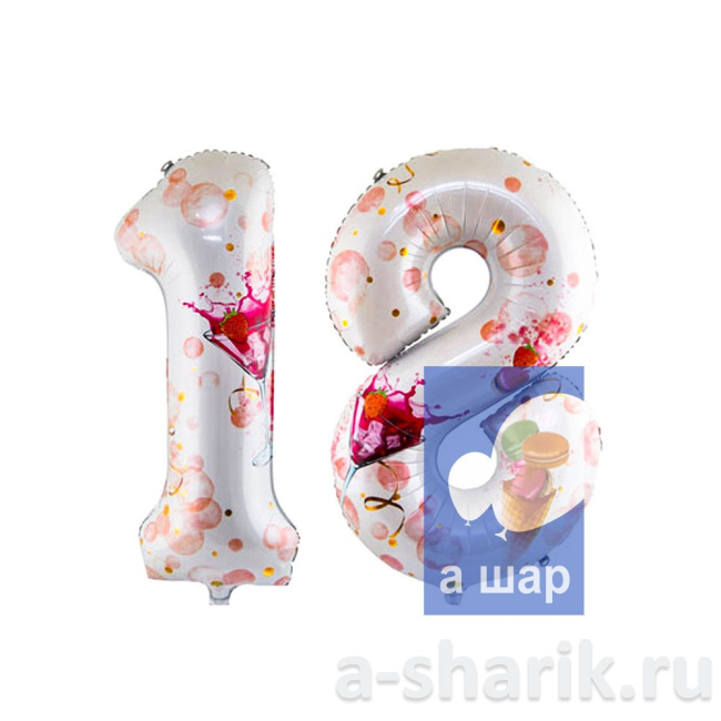 Воздушные шары "Шары цифры на 18 лет для девушки" - фото