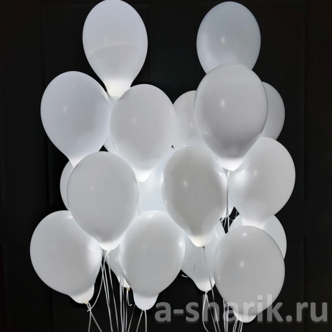 Воздушные шары "Шары белые со светодиодами (до 50 шт.)" - фото