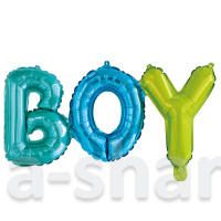 Фольгированная надпись Boy, шар металлик