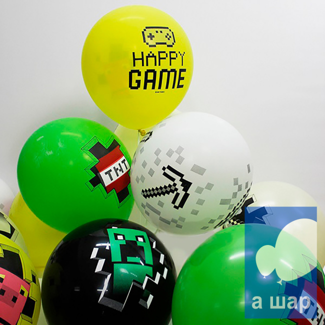 Шар латексный Пиксели Minecraft