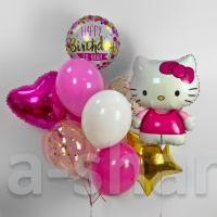 Композиция из шаров с гелием Hello Kitty