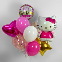 Композиция из шаров с гелием Hello Kitty