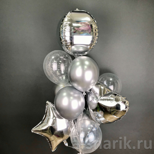 Воздушные шары "Букет из воздушных шаров Серебро" - фото