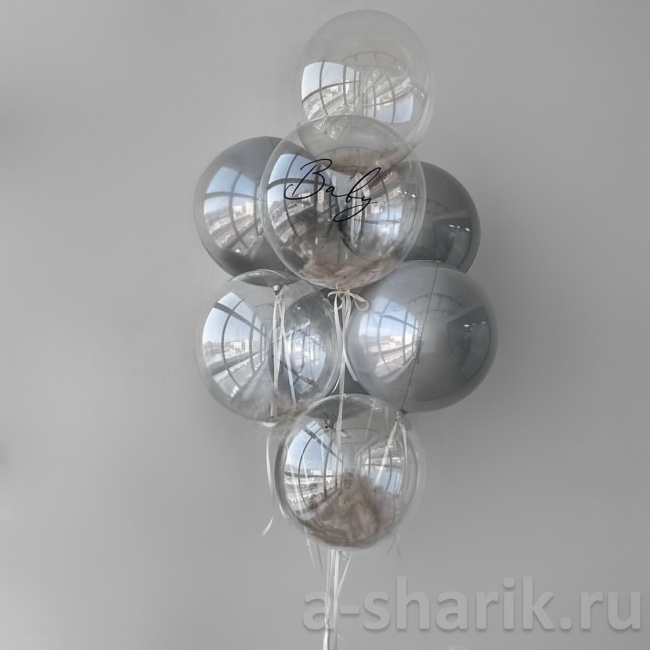 Воздушные шары "Фонтан из шаров Серебряное облако" - фото