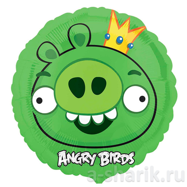 Воздушные шары "Шар-круг Angry Birds Король Свиней" - фото