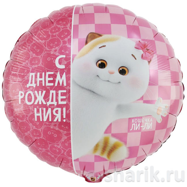 Воздушные шары "Фольгированный круглый шар Басик Кошечка Ли-Ли" - фото