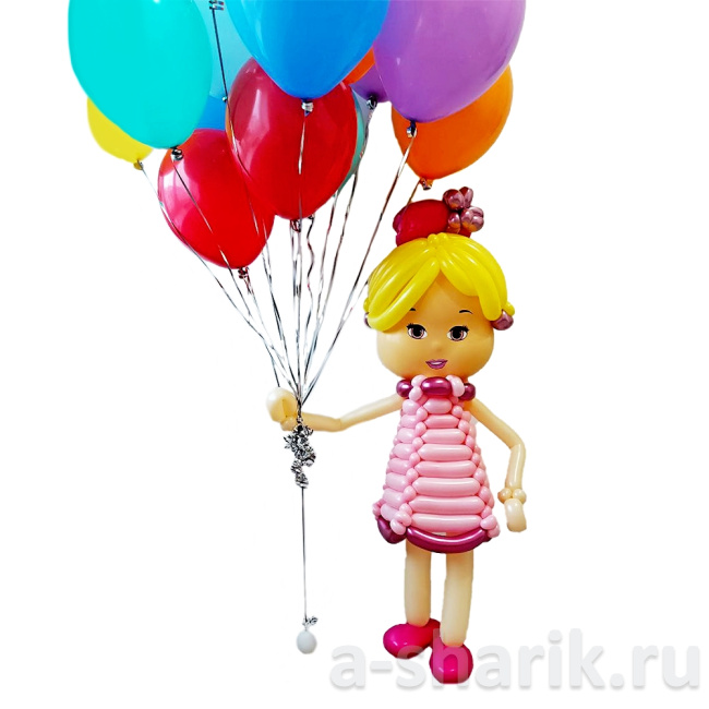 Фигура из шаров Девочка в розовом платье