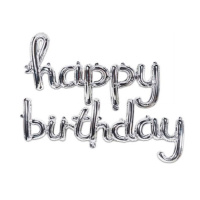 Фольгированная надпись Happy Birthday, шар серебро