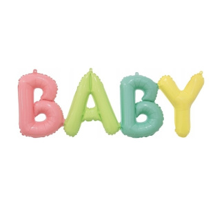 картинка Фольгиванная шар надпись, разноцветные буквы "Baby" магазин Одежда+ являющийся официальным дистрибьютором в России 