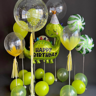 картинка Набор шаров «Динозавр, Happy Birthday» магазин Одежда+ являющийся официальным дистрибьютором в России 