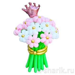 Букет шаров из 15 ромашек с короной