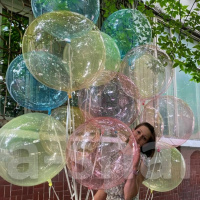Букет из 7 разноцветных прозрачных шаров Bubbles
