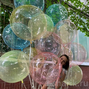 Букет из 7 разноцветных прозрачных шаров Bubbles
