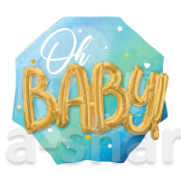 Фольгированный голубой шар с 3D-буквами Oh, Baby