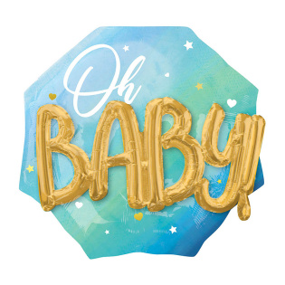 картинка Фольгированный голубой шар с 3D-буквами «Oh, Baby» магазин Одежда+ являющийся официальным дистрибьютором в России 