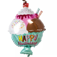 Фольгированный шар Мороженое в креманке, Happy birthday, 58 см