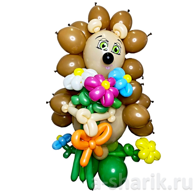 Фигура из воздушных шаров Ежик с ромашками