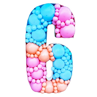 картинка Аэромозаика из шаров цифра 6 магазин Одежда+ являющийся официальным дистрибьютором в России 