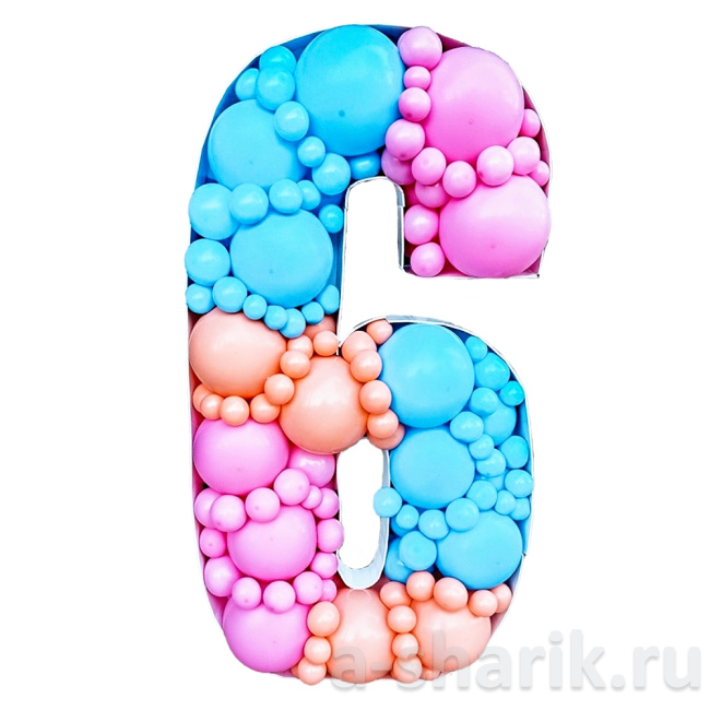 Воздушные шары "Аэромозаика из шаров цифра 6" - фото