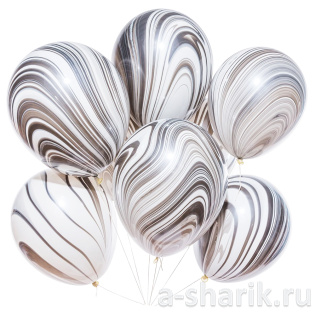 Шар Агат Black White латексный
