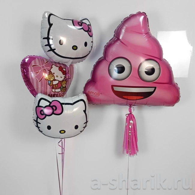 Воздушные шары "Набор шариков Забавный сюрприз с Hello Kitty" - фото
