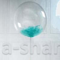 Шар Bubble с перьями, 46 см (гелий)