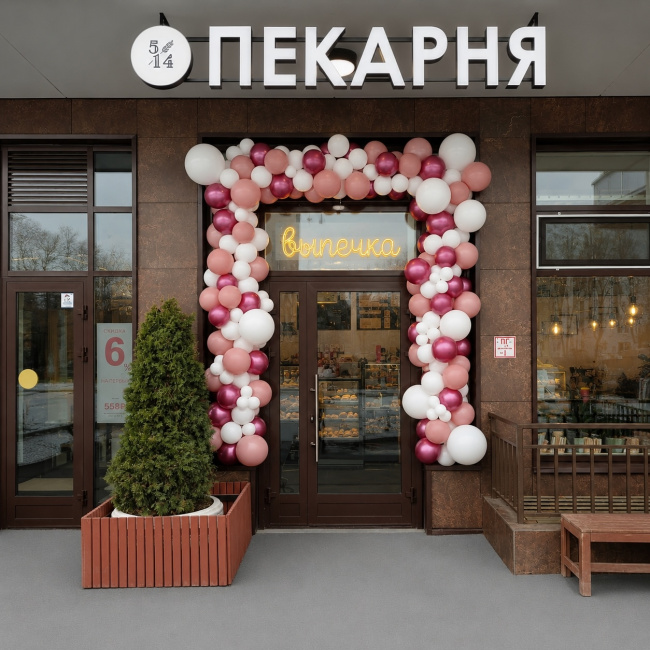 Воздушные шары "Оформление входа шарами Нежный акцент" - фото