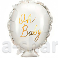Фольгированный шар - фигура BABY Шарик белый, 61 см