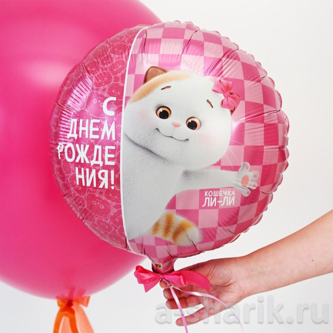 Фольгированный круглый шар Басик Кошечка Ли-Ли